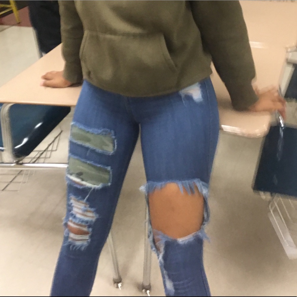 Fashion Nova Camo Patch Jeans